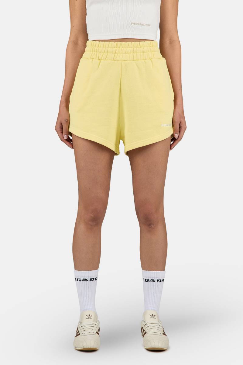 Wiluna High Waisted Sweat Shorts Washed Soft Yellow White von PEGADOR®