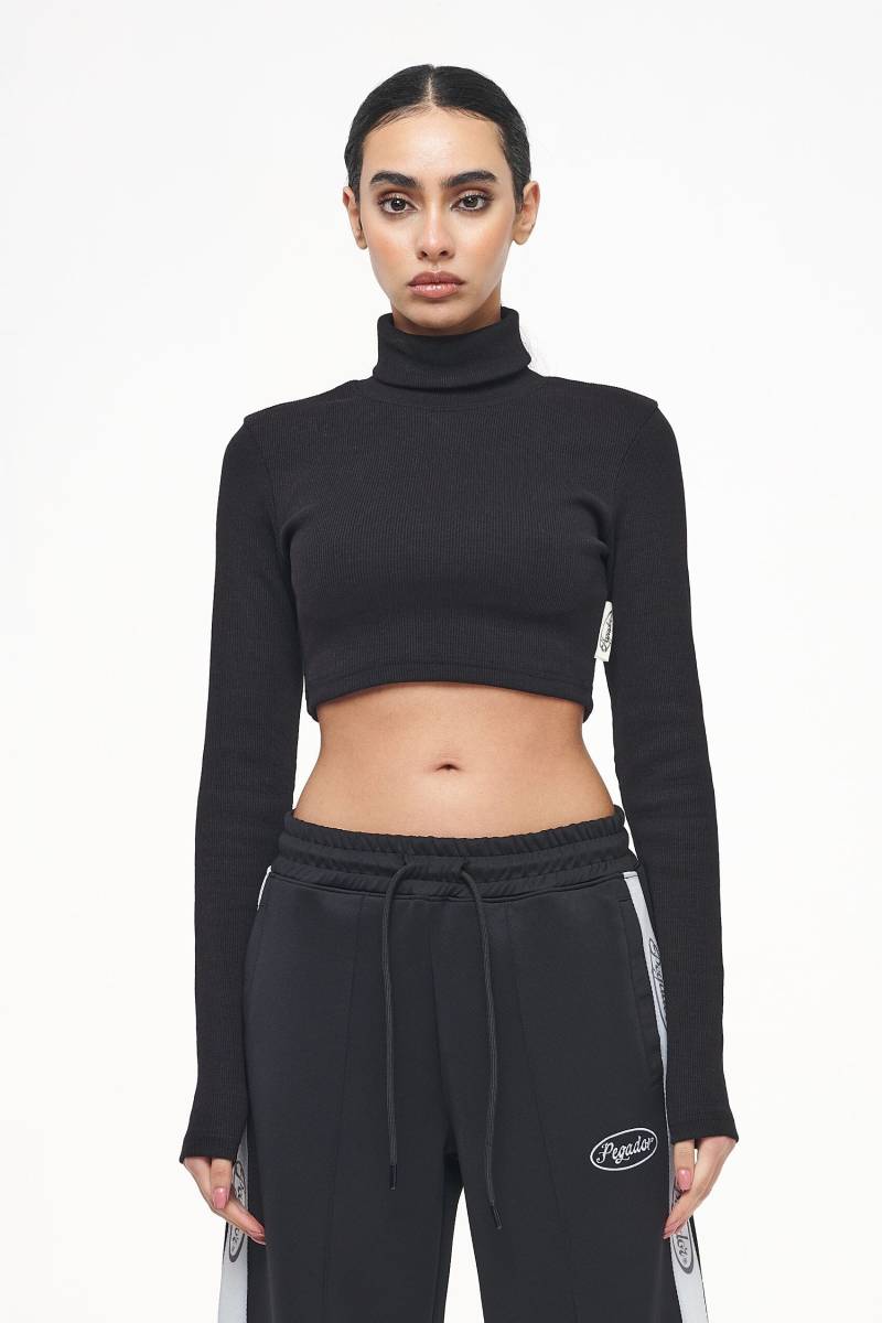 Zito Rib Cropped Turtleneck Longsleeve Black von PEGADOR®