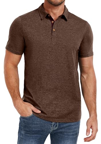 PEGENO Herren-Polo-Shirts, kurzärmelig, lässig, Baumwolle, Golf-Shirts, Performance-Poloshirts für Herren, A09 Coffee, XL PEGENO Herren-Polo-Shirts, kurzärmelig, lässig, Baumwolle, Golf-Shirts, Performance-Poloshirts für Herren, A09 Coffee, XL von PEGENO