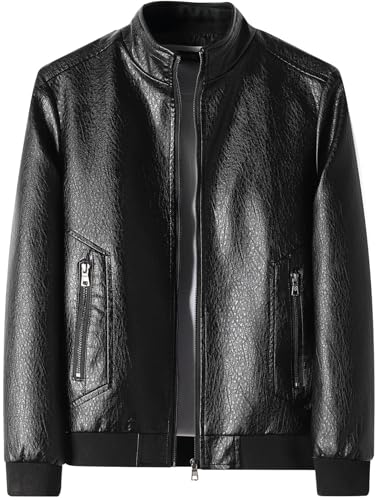 PEGENO Stehkragen Lederjacke Herren Lässiges Klassisches Kunstleder Motorrad Jacke Trendige Herren Warme Plüsch Lederjacke Schwarz XXL PEGENO Stehkragen Lederjacke Herren Lässiges Klassisches Kunstleder Motorrad Jacke Trendige Herren Warme Plüsch Lederjacke Schwarz XXL von PEGENO