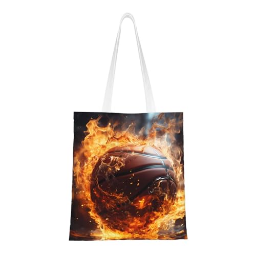 Basketball On Fire And Water Flame Splashing Totes. Lightweightcanvas, Double Handles, Stylish Women'S Tote Bag, Perfect For Shopping, Work And Everyday Carry Basketball On Fire And Water Flame Splashing Totes. Lightweightcanvas, Double Handles, Stylish Women'S Tote Bag, Perfect For Shopping, Work And Everyday Carry von PEGQCVAM