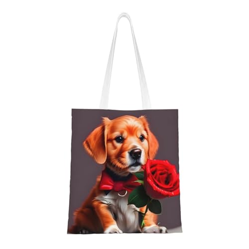 Gentleman-Like Dog Totes. Leichtes Segeltuch, doppelte Griffe, stilvolle Damen-Tragetasche, perfekt zum Einkaufen, für die Arbeit und den Alltag. von PEGQCVAM