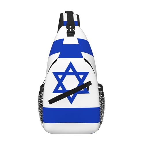 PEGQCVAM Brusttasche mit israelischer Flagge, diagonal, großes Fassungsvermögen, verstellbare Schultergurte, Getränkehalter und Regenschirmhalter auf beiden Seiten. PEGQCVAM Brusttasche mit israelischer Flagge, diagonal, großes Fassungsvermögen, verstellbare Schultergurte, Getränkehalter und Regenschirmhalter auf beiden Seiten. von PEGQCVAM