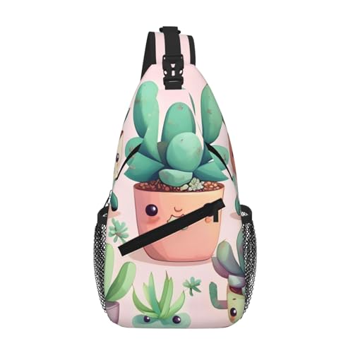 PEGQCVAM Lovely Succulent Plants Cross Chest Bag Diagonal Large Capacity, Adjustable Shoulder Straps, Cup Holders And Umbrella Holders On Both Sides. PEGQCVAM Lovely Succulent Plants Cross Chest Bag Diagonal Large Capacity, Adjustable Shoulder Straps, Cup Holders And Umbrella Holders On Both Sides. von PEGQCVAM