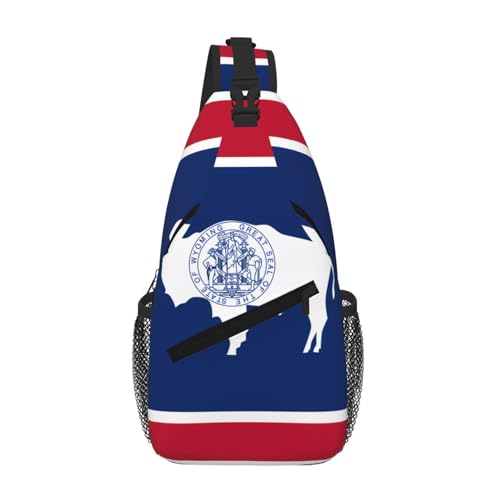 PEGQCVAM Wyoming State Flag Cross Chest Bag Diagonal Large Capacity, Adjustable Shoulder Straps, Cup Holders And Umbrella Holders On Both Sides. von PEGQCVAM