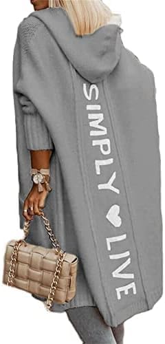 PEIAIEP Damen Strickjacke mit Kapuze und Taschen Lang Elegant Cardigan Strickpullover Herbst Winter Jacke Sweater Outerwear von PEIAIEP
