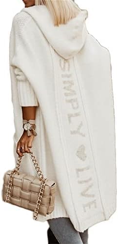 PEIAIEP Damen Strickjacke mit Kapuze und Taschen Lang Elegant Cardigan Strickpullover Herbst Winter Jacke Sweater Outerwear von PEIAIEP