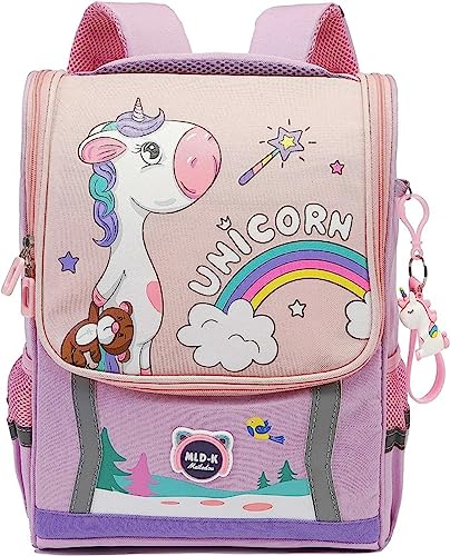 Unicorn School Bag for Girls Cute Kids Pink Backpack Children's Light Weight Book Bag Backpacks Kids Bookbag for Elementary Backpack Toddlers Gift for Primary School Travel (Pink) von PEIHUODAN