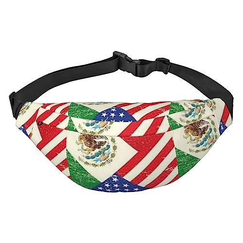 Bauchtasche mit mexikanischer amerikanischer Flagge, leichte Hüfttasche für Damen und Herren, Gürteltasche, Reisetasche, zum Wandern, Laufen, Radfahren, Schwarz , Einheitsgröße, Lässiger Tagesrucksack von PEIXEN