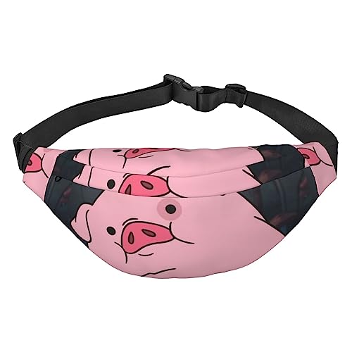 Bauchtasche mit niedlichem Schweinemuster, leichte Hüfttasche für Damen und Herren, Gürteltasche, Reiseschlingtasche zum Wandern, Laufen, Radfahren, Schwarz, Einheitsgröße, Schwarz , Einheitsgröße von PEIXEN