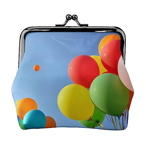 Bunte Ballon Münze Geldbörse Kuss Schloss Ändern Geldbörse Leder Ändern Pouch Kleine Frauen Brieftasche Tasche für Geschenke, Schwarz , Einheitsgröße, Münzbeutel von PEIXEN