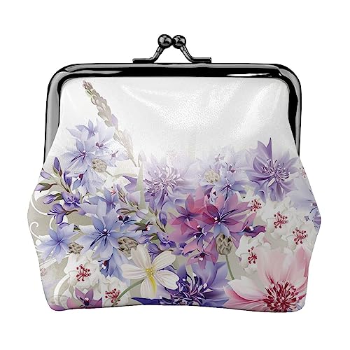 Bunte Blume Geldbörse Kuss Schloss Ändern Geldbörse Leder Kleingeld Pouch Kleine Frauen Brieftasche Tasche für Geschenke, Schwarz , Einheitsgröße, Münzbeutel von PEIXEN