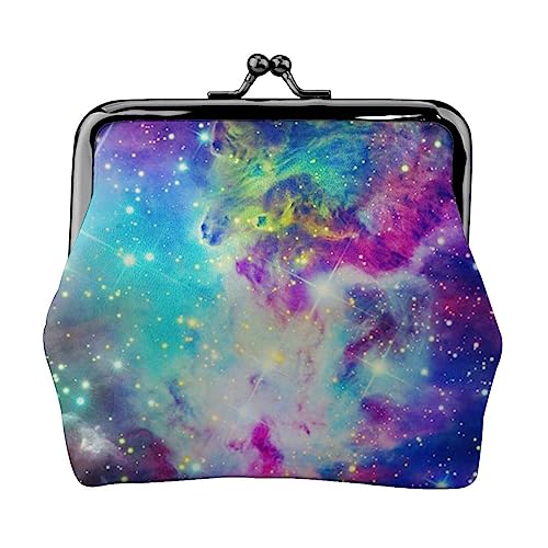 Bunte Galaxy Geldbörse Kuss Schloss Ändern Geldbörse Leder Ändern Pouch Kleine Frauen Brieftasche Tasche für Geschenke, Schwarz , Einheitsgröße, Münzbeutel von PEIXEN