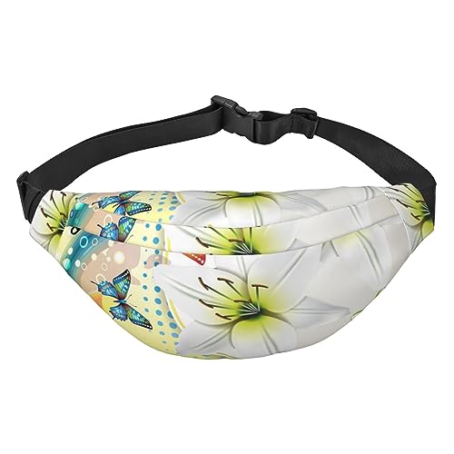 Bunte Gürteltasche mit Schmetterling für Damen und Herren, wasserdichte Gürteltasche, modische Umhängetasche, Hüfttaschen, Pack für Reisen, Sport, Wandern, Schwarz, Einheitsgröße, Schwarz , von PEIXEN