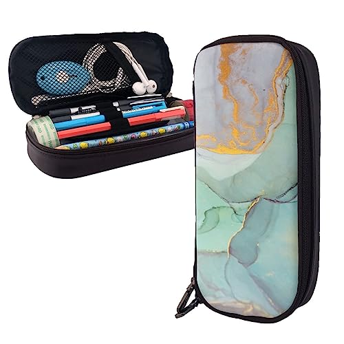 Bunte Marmor Federmäppchen Große Kapazität Leder Bleistift Tasche Tragbare Bleistift Tasche mit Reißverschluss für Büro Organizer, Schwarz , Einheitsgröße von PEIXEN