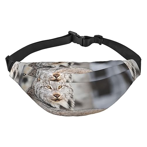 Canada Lynx Bauchtasche für Damen und Herren, wasserdichte Gürteltasche, modische Umhängetasche, Hüfttaschen, Pack für Reisen, Sport, Wandern, Schwarz, Einheitsgröße, Schwarz , Einheitsgröße von PEIXEN