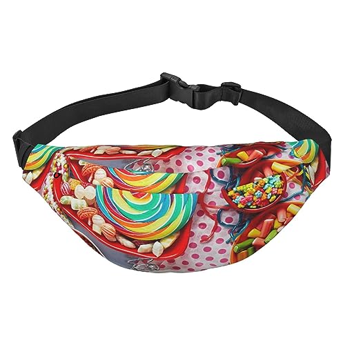 Candy Poster Bauchtasche für Damen und Herren, wasserdichte Gürteltasche, modische Umhängetasche, Hüfttaschen, Pack für Reisen, Sport, Wandern, Schwarz, Einheitsgröße, Schwarz , Einheitsgröße von PEIXEN