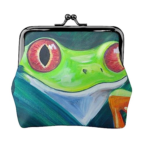 Cartoon Frosch Geldbörse Kuss Schloss Ändern Geldbörse Leder Ändern Pouch Kleine Frauen Brieftasche Tasche für Geschenke, Schwarz , Einheitsgröße, Münzbeutel von PEIXEN