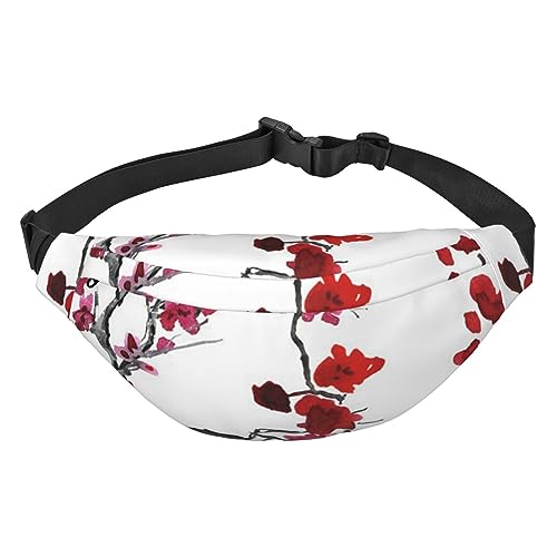 Cherry Japanese Cherry Blossom Fanny Pack for Women Men Waterproof Belt Bag Fashion Crossbody Waist Bags Pack for Travel Sports Hiking, Black, One Size, Schwarz , Einheitsgröße von PEIXEN