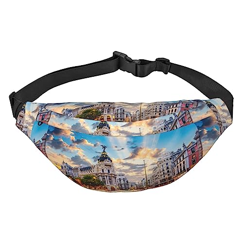 Cityscape Bauchtasche Leichte Hüfttasche für Damen Herren Gürteltasche Reise Sling Bag für Wandern Laufen Radfahren, Schwarz , Einheitsgröße, Lässiger Tagesrucksack von PEIXEN