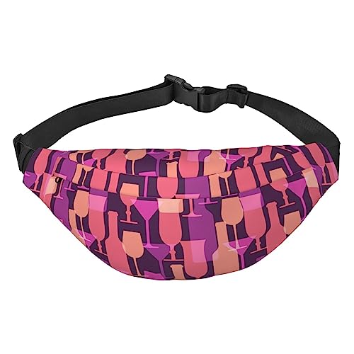 Cocktail Glasses Fanny Pack Lightweight Waist Bag for Women Men, Belt Bag Travel Sling Bag for Hiking Running Cycling, Schwarz , Einheitsgröße, Lässiger Tagesrucksack von PEIXEN