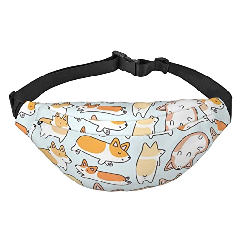 Corgi Muster Bauchtasche für Damen Herren Wasserdichte Gürteltasche Mode Crossbody Taille Taschen Pack für Reisen Sport Wandern, Schwarz, Einheitsgröße, Schwarz , Einheitsgröße von PEIXEN