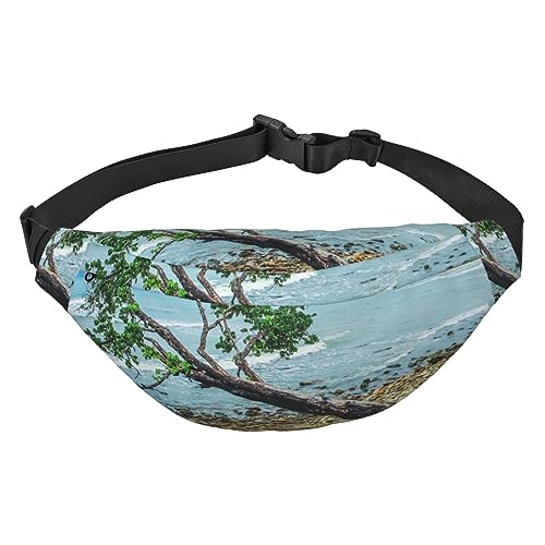 Crooked Tree by the Sea Bauchtasche für Damen Herren wasserdichte Gürteltasche Mode Crossbody Hüfttaschen Pack für Reisen Sport Wandern, Schwarz, Einheitsgröße, Schwarz , Einheitsgröße von PEIXEN