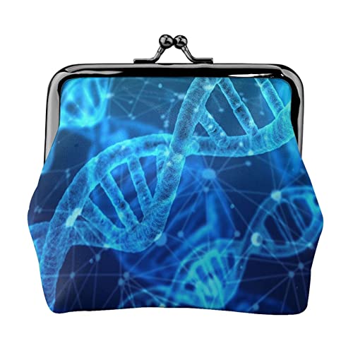 DNA Genetic Helix Münzgeldbörse Kiss Lock Change Geldbörse Leder Kleingeldbeutel Kleine Frauen Geldbörse Tasche für Geschenke, Schwarz, Einheitsgröße, Mode, Schwarz , Einheitsgröße, modisch von PEIXEN