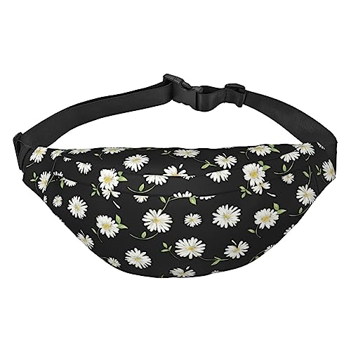 Daisy Fanny Pack Leichte Hüfttasche für Damen Herren Gürteltasche Reise Sling Bag für Wandern Laufen Radfahren, Schwarz , Einheitsgröße, Lässiger Tagesrucksack von PEIXEN