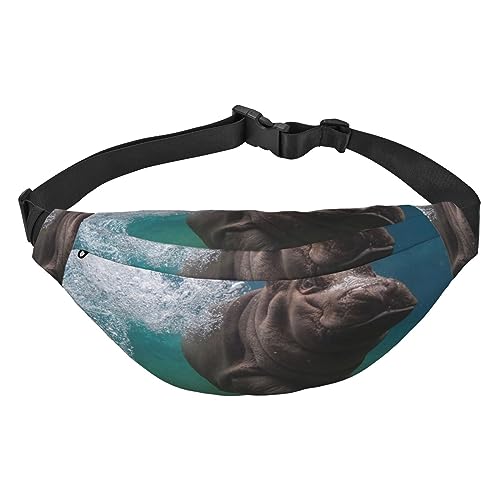 Diving Hippo Fanny Pack für Damen Herren Wasserdichte Gürteltasche Mode Crossbody Taille Taschen Pack für Reisen Sport Wandern, Schwarz, Einheitsgröße, Schwarz , Einheitsgröße von PEIXEN