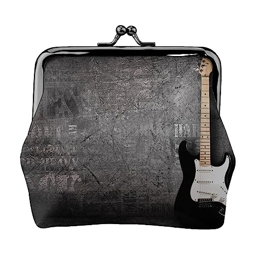 E-Gitarre Münzbörse Kiss Lock Change Purse Leder Kleingeld Pouch Kleine Frauen Brieftasche Tasche für Geschenke, Schwarz , Einheitsgröße, Münzbeutel von PEIXEN