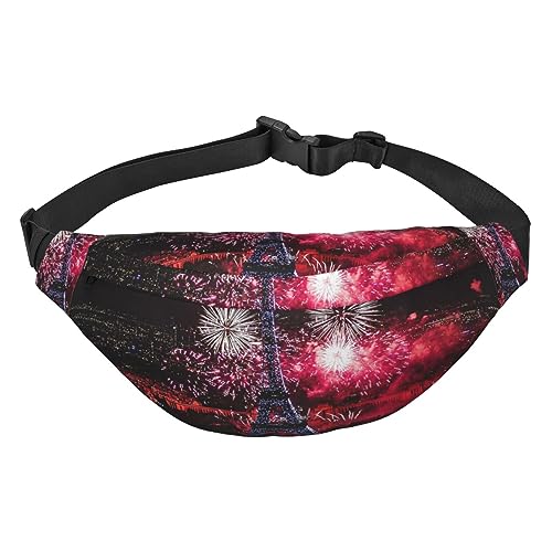 Eiffelturm Feuerwerk Fanny Pack für Damen Herren Wasserdichte Gürteltasche Mode Crossbody Taille Taschen Pack für Reisen Sport Wandern, Schwarz, Einheitsgröße, Schwarz , Einheitsgröße von PEIXEN