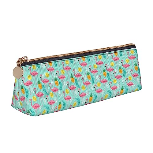 Elegantes Flamingo Federmäppchen Leder Bleistift Tasche Tragbare Kosmetiktasche Dreieck Stifttasche Aufbewahrungstasche für Arbeit Büro Reisen, weiß, Einheitsgröße, Münzbeutel von PEIXEN