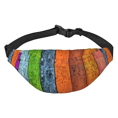 Farbe Holz Fanny Pack für Damen Herren Wasserdichte Gürteltasche Mode Crossbody Taille Taschen Pack für Reisen Sport Wandern, Schwarz, Einheitsgröße, Schwarz , Einheitsgröße von PEIXEN