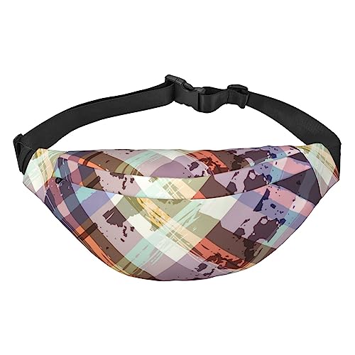 Farbige Twill-Gitter-Fanny Pack für Damen Herren wasserdichte Gürteltasche Mode Crossbody Hüfttaschen Pack für Reisen Sport Wandern, Schwarz, Einheitsgröße, Schwarz , Einheitsgröße von PEIXEN