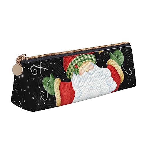 Federmäppchen aus Leder, Motiv: Frohe Weihnachten, tragbar, Kosmetiktasche, dreieckig, Stifttasche, Aufbewahrungstasche für Arbeit, Büro, Reisen, weiß, Einheitsgröße, Münzbeutel von PEIXEN