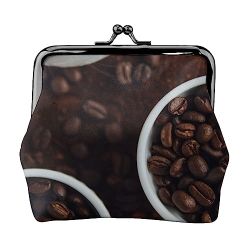 Kaffeebohnen Geldbörse Kuss Schloss Ändern Geldbörse Leder Kleingeld Pouch Kleine Frauen Brieftasche Tasche für Geschenke, Schwarz , Einheitsgröße, Münzbeutel von PEIXEN