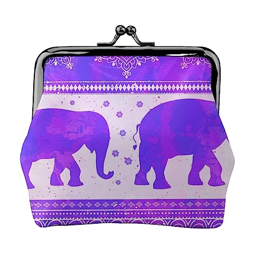 Lila Elefant Geldbörse Kuss Schloss Kleingeld Geldbörse Leder Kleingeld Pouch Kleine Frauen Geldbörse Tasche für Geschenke, Schwarz , Einheitsgröße, Münzbeutel von PEIXEN