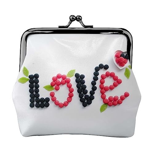 Love Fruit Münzgeldbörse Kiss Lock Wechselgeldbörse Leder Kleingeldbeutel Kleine Frauen Geldbörse Tasche für Geschenke, Schwarz, Einheitsgröße, Mode, Schwarz , Einheitsgröße, modisch von PEIXEN