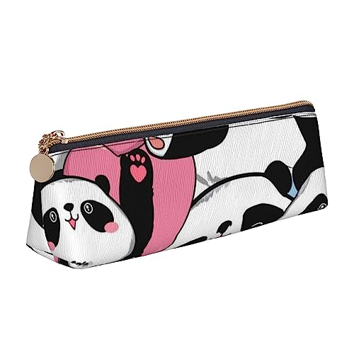 Lovely Panda Bedrucktes Federmäppchen Leder Bleistift Tasche Tragbare Kosmetiktasche Dreieck Stifttasche Aufbewahrungstasche für Arbeit Büro Reisen, weiß, Einheitsgröße von PEIXEN