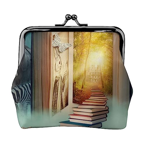 Magic Book Wald Geldbörse Kuss Schloss Ändern Geldbörse Leder Kleingeld Pouch Kleine Frauen Brieftasche Tasche für Geschenke, Schwarz , Einheitsgröße, Münzbeutel von PEIXEN