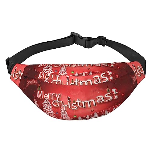 Merry Christmas Bauchtasche Leichte Hüfttasche für Damen Herren Gürteltasche Reise Sling Bag für Wandern Laufen Radfahren, Schwarz , Einheitsgröße, Lässiger Tagesrucksack von PEIXEN