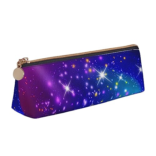 Mysterious Stars Federmäppchen Leder Bleistift Pouch Tragbare Kosmetiktasche Dreieck Stifttasche Aufbewahrungstasche für Arbeit Büro Reisen, weiß, Einheitsgröße von PEIXEN