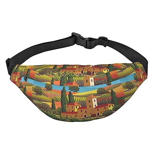 Natürliche Landschaft Fanny Pack Leichte Hüfttasche für Damen Herren Gürteltasche Reise Sling Bag für Wandern Laufen Radfahren, Schwarz , Einheitsgröße, Lässiger Tagesrucksack von PEIXEN