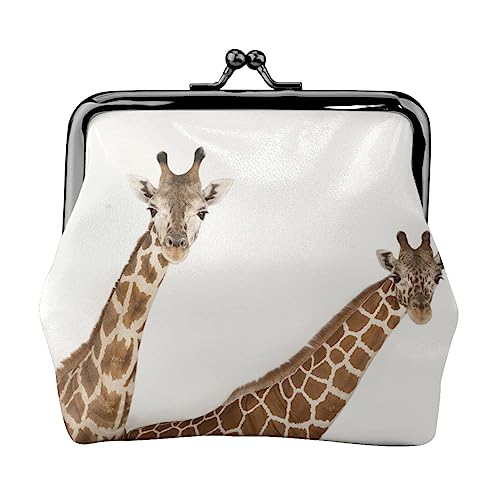 Necks of Giraffe Geldbörse Kuss Schloss Wechselgeldbörse Leder Kleingeld Pouch Kleine Frauen Geldbörse Tasche für Geschenke, Schwarz , Einheitsgröße, Münzbeutel von PEIXEN