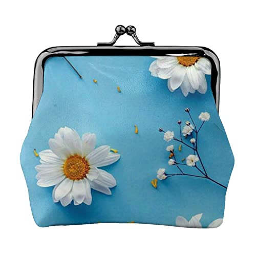 Nette Gänseblümchen Geldbörse Kuss Schloss Ändern Geldbörse Leder Ändern Pouch Kleine Frauen Brieftasche Tasche für Geschenke, Schwarz , Einheitsgröße, Münzbeutel von PEIXEN