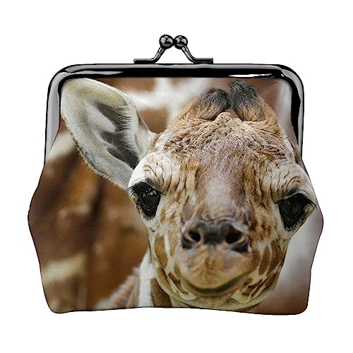 Nette Giraffe Münze Geldbörse Kiss Lock Change Geldbörse Leder Kleingeld Pouch Kleine Frauen Brieftasche Tasche für Geschenke, Schwarz , Einheitsgröße, Münzbeutel von PEIXEN