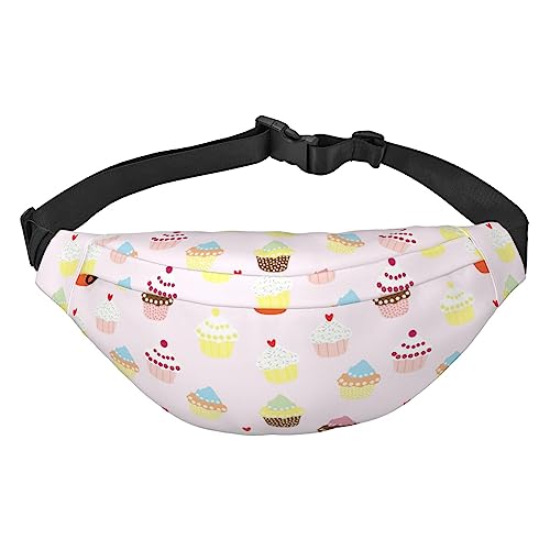 Niedliche Cupcake-Bauchtasche, leichte Hüfttasche für Damen und Herren, Gürteltasche, Reise-Schultertasche zum Wandern, Laufen, Radfahren, Schwarz, Einheitsgröße, Schwarz , Einheitsgröße von PEIXEN