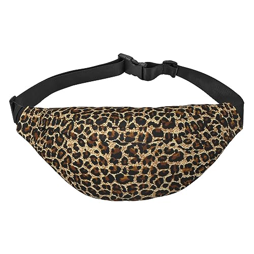 Niedliche Leoparden-Bauchtasche für Damen und Herren, wasserdichte Gürteltasche, modische Umhängetasche, Hüfttaschen, Pack für Reisen, Sport, Wandern, Schwarz, Einheitsgröße, Schwarz, Schwarz , von PEIXEN