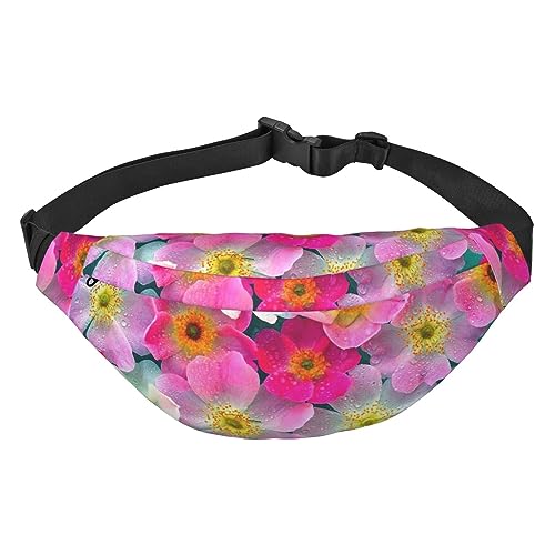 Niedliche Regenblumen-Gürteltasche für Damen und Herren, wasserdichte Gürteltasche, modische Umhängetasche, Hüfttaschen, Pack für Reisen, Sport, Wandern, Schwarz, Einheitsgröße, Schwarz , von PEIXEN